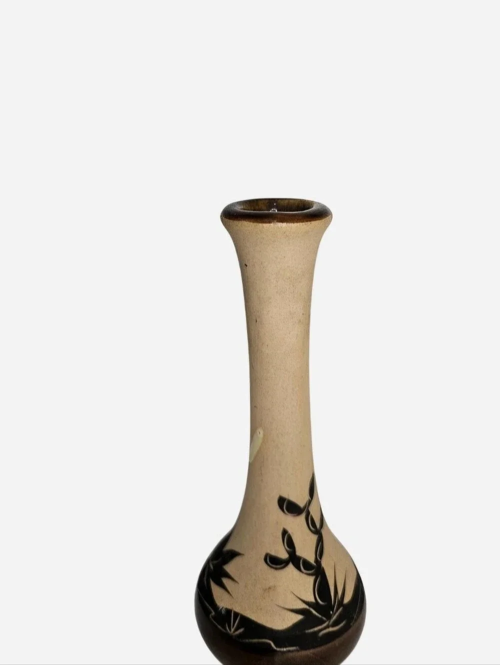 Southwestern-style bud vase with cactus design against a desert landscape